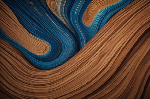 Ilustração de fundo de arte de madeira Abstrato de close-up detalhado de IA de madeira orgânica azul laranja