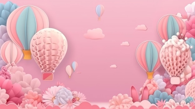 Ilustração de fundo de balões de ar rosa AI GenerativexA