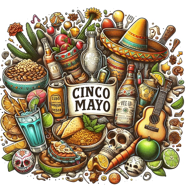 Ilustração de fundo de Cinco De Mayo Isolada