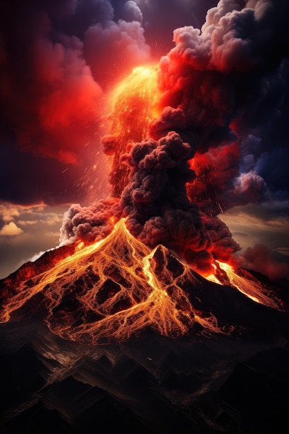 Ilustração de fundo de erupção AI GenerativexA