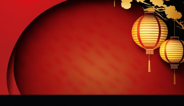 Ilustração de fundo de feriado chinês vermelho AI GenerativexA