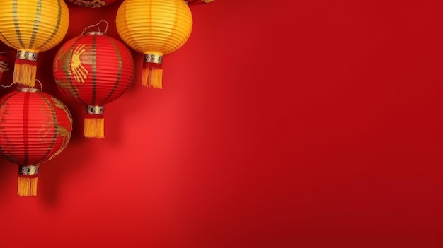 Ilustração de fundo de feriado chinês vermelho AI GenerativexA