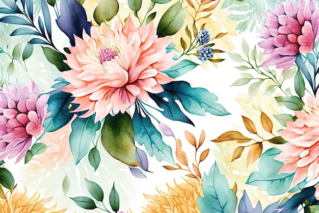 Ilustração de fundo de flor em aquarela generativa AIxD