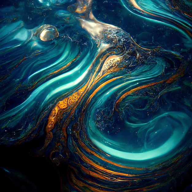 Ilustração de fundo de fluxo de líquido azul abstrato