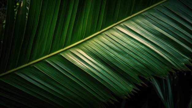 Ilustração de fundo de folha de palmeira verde AI Generative