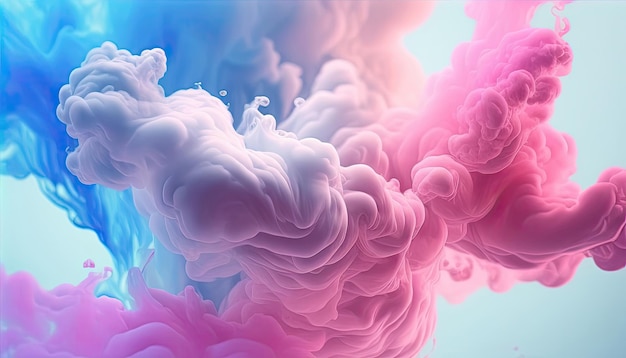 ilustração de fundo de fumaça de textura de pintura suave azul, rosa e branca.