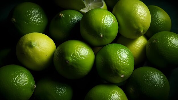 Ilustração de fundo de limão verde maduro fresco Generative AI