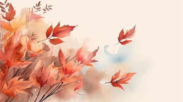 Ilustração de fundo de outono em aquarela AI GenerativexA