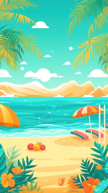 ilustração de fundo de praia de verão