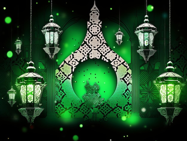 ilustração de fundo de Ramadan em verde