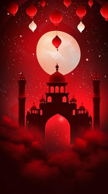 ilustração de fundo de Ramadan em vermelho