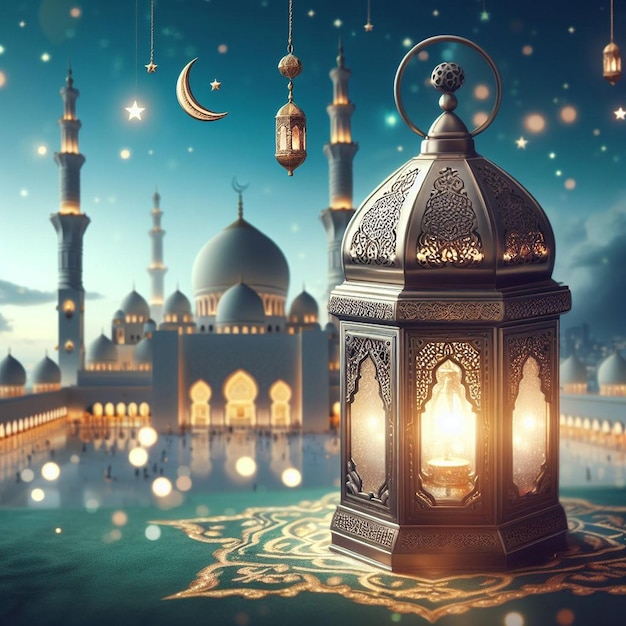 Ilustração de fundo de Ramadan Kareem com mesquita