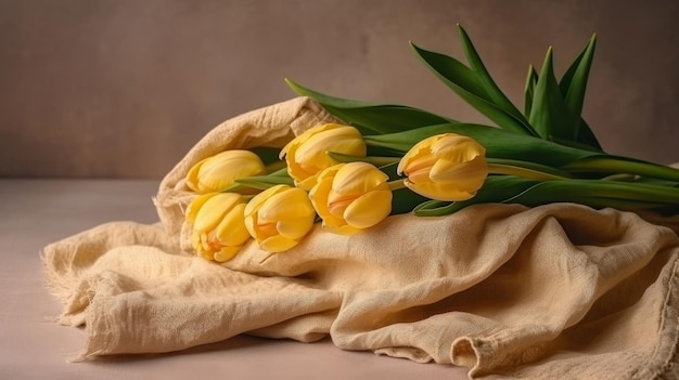 Ilustração de fundo de tulipa amarela AI GenerativexA
