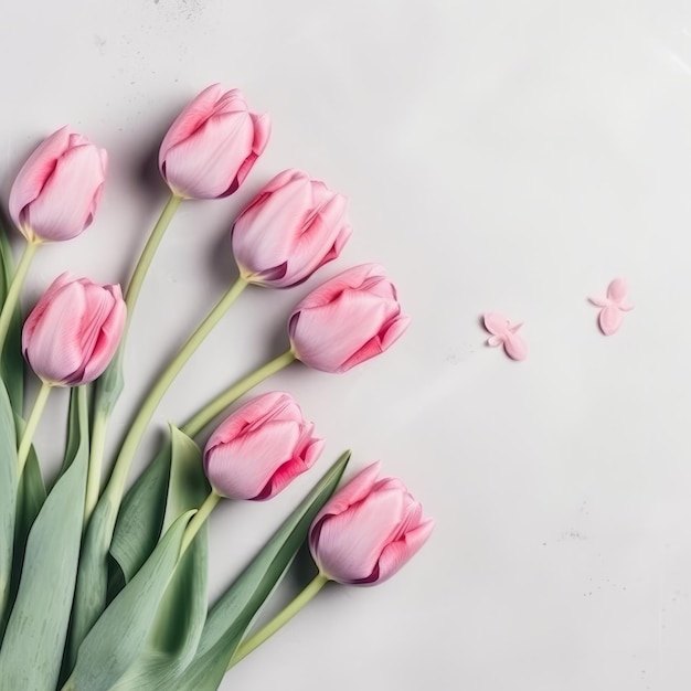 Ilustração de fundo de tulipas cor de rosa AI GenerativexA