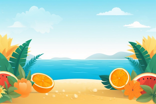 Ilustração de fundo de verão Uma bela cena de praia criada com IA generativa