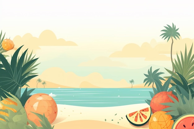 Ilustração de fundo de verão Uma bela cena de praia criada com IA generativa