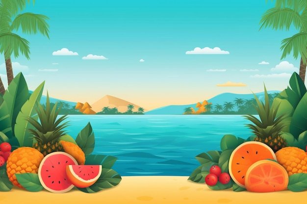 Ilustração de fundo de verão Uma bela cena de praia criada com IA generativa