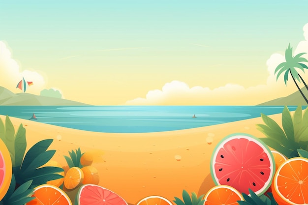 Ilustração de fundo de verão Uma bela cena de praia criada com IA generativa