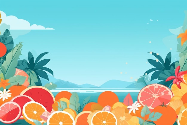 Ilustração de fundo de verão uma bela cena de praia criada com ia generativa