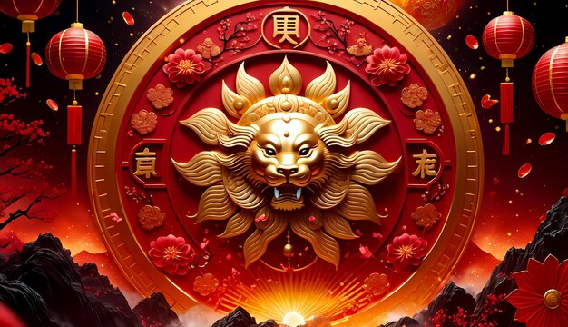 Ilustração de fundo do Ano Novo Chinês Feliz Ano Novo Chinés Ilustração do Ano Novo chinês
