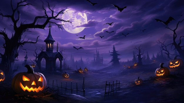 Foto ilustração de fundo do céu roxo de halloween