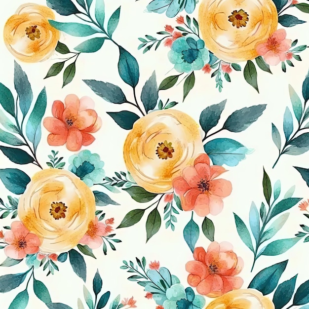 Ilustração de fundo floral em aquarela AIxD generativo