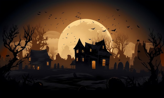 Ilustração de fundo gratuita do hallowen para banner de pôster gerado ai