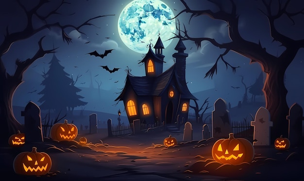 Ilustração de fundo gratuita do Hallowen para banner de pôster Gerado ai