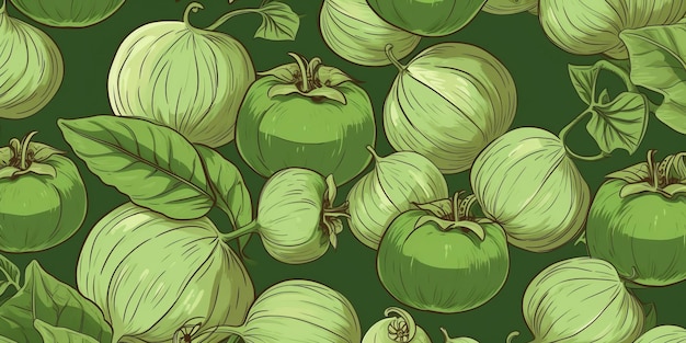 Foto ilustração de fundo horizontal vegetal tomatillo orgânico fresco