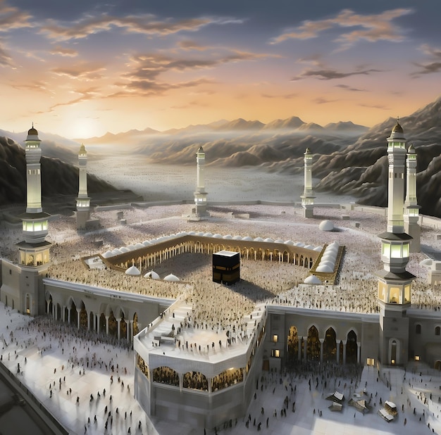 Ilustração de fundo Mecca hajj mesquita islâmica