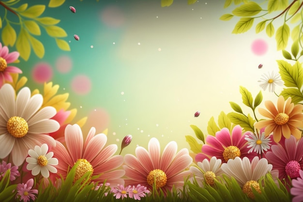 Ilustração de fundo natural de flor de primavera AI Generative