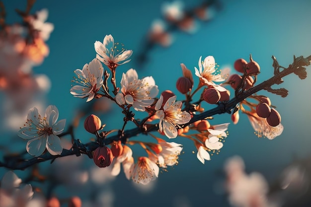 Ilustração de fundo natural de Sakura de primavera rosa AI Generative