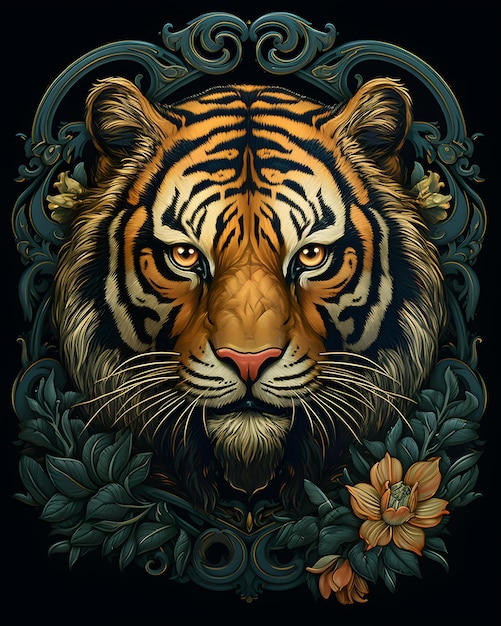 Ilustração de fundo Parede de flores de tigre