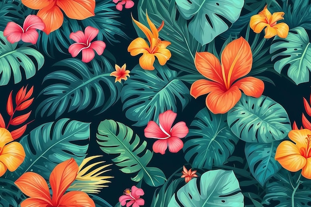 Ilustração de fundo tropical de verão AI Generative