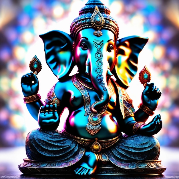 Ilustração de Ganesh do colorido senhor hindu Ganesha em fundo decorativo