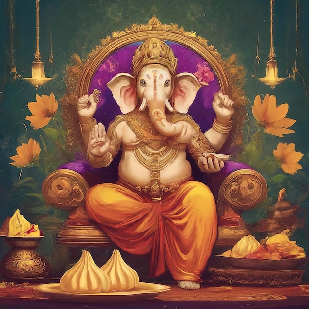 Ilustração de Ganesha na Índia arte vetorial