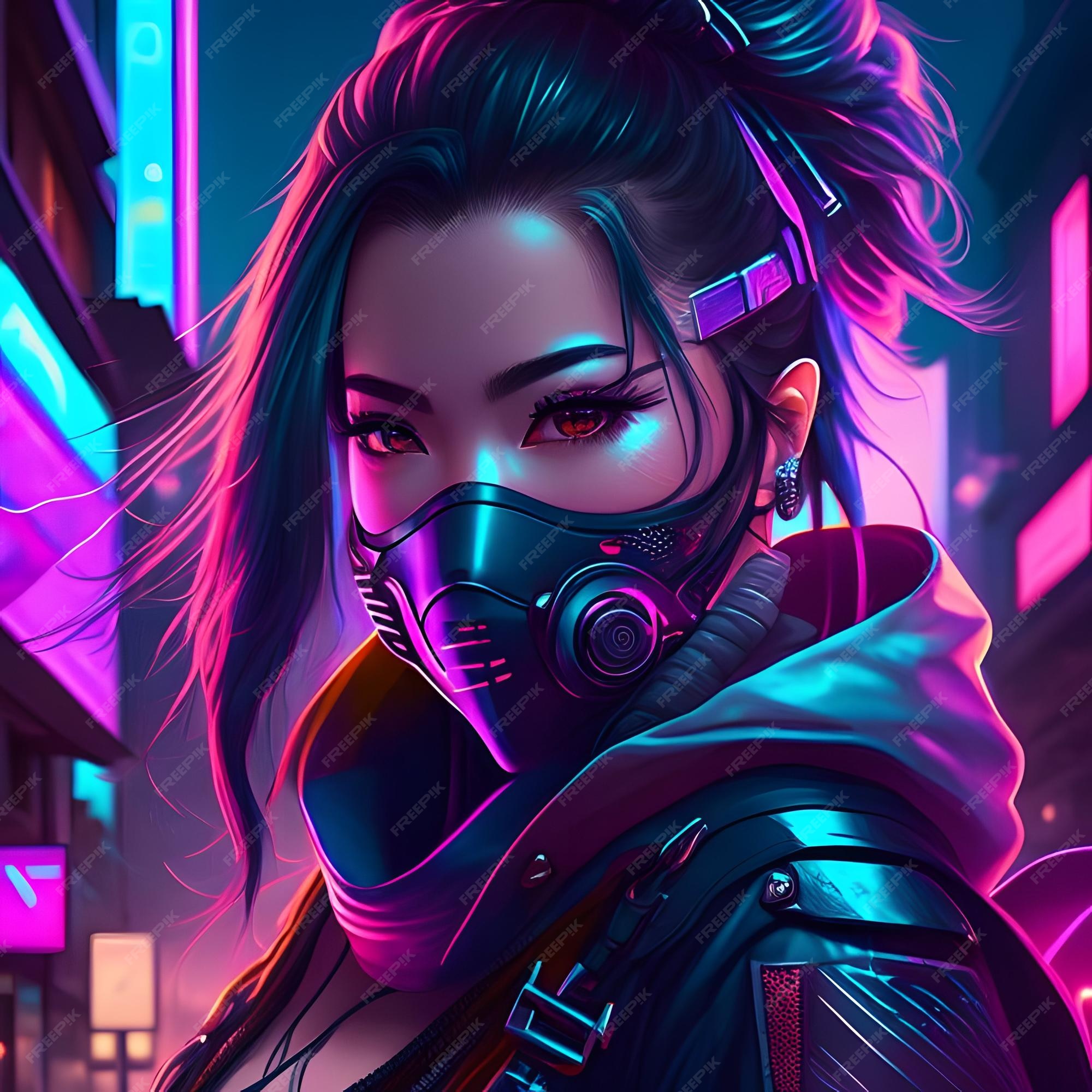 Ilustração de homem ninja cyberpunk