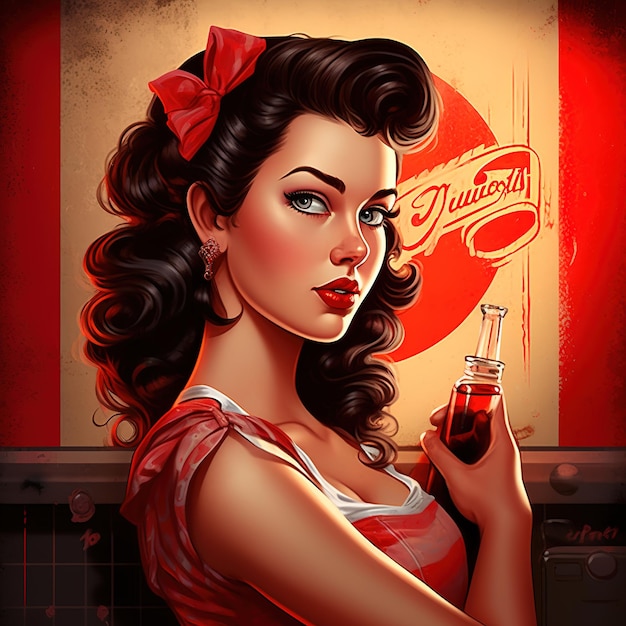 ilustração de garota pin up de estilo retrô