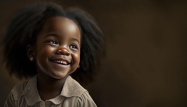 Ilustração de garotinha afro-americana por IA generativa