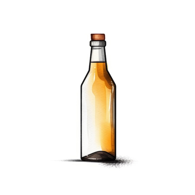 Ilustração de garrafa de cerveja vintage em fundo branco