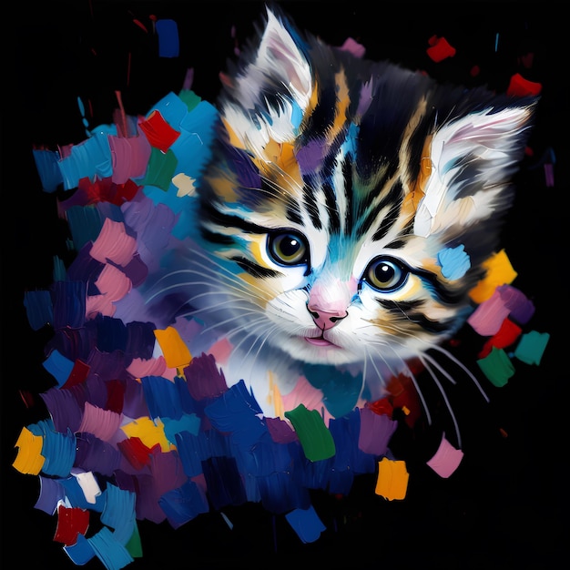 Foto ilustração de gatinho fofo em aquarela ia generativa