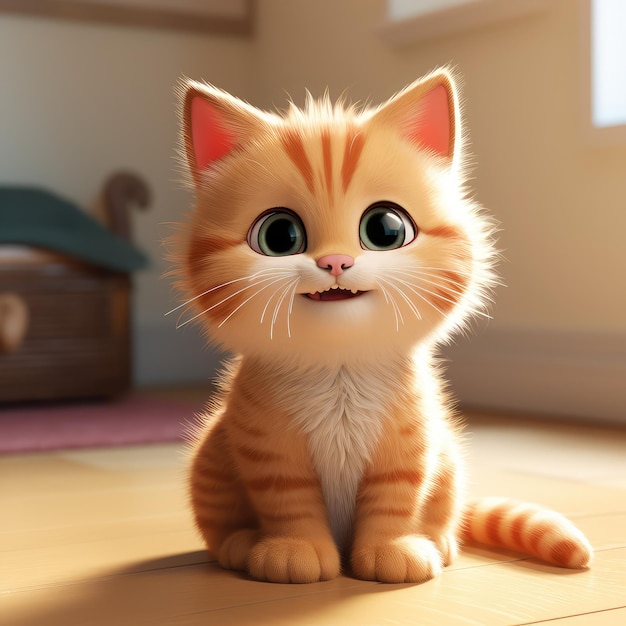 ilustração de gato bonito dos desenhos animados 3d