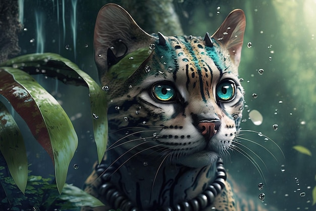 Ilustração de gato da Amazônia generativa ai