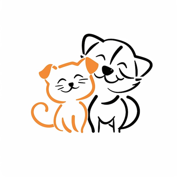 Ilustração de gato e cachorro