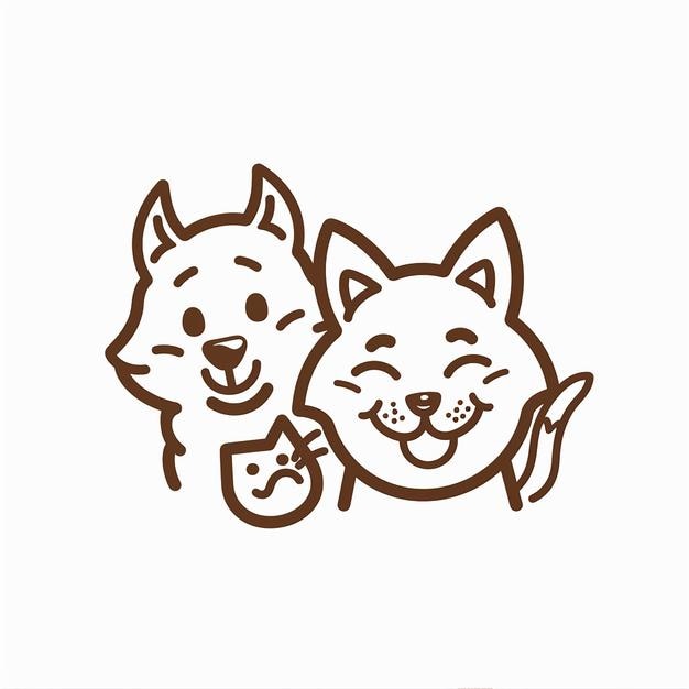 Ilustração de gato e cachorro