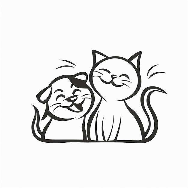 Ilustração de gato e cachorro
