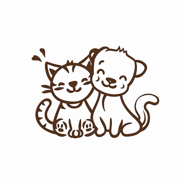 Ilustração de gato e cachorro