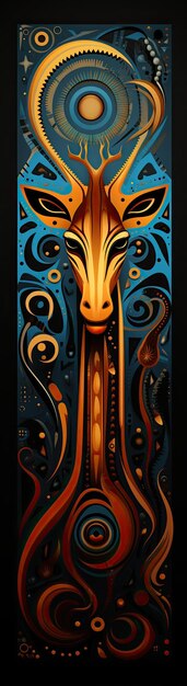 Foto ilustração de girafa de estilo africano papel de parede de carpete de design de fundo de ornamento africano tradicional