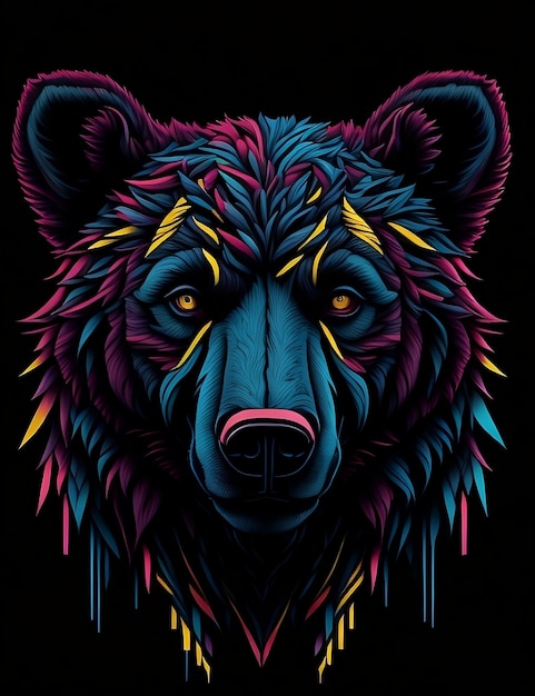 Ilustração de grafite colorido de um urso