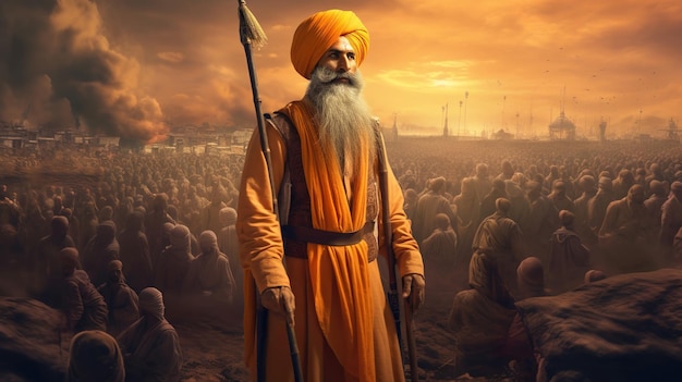 Foto ilustração de guru nank dev ji igual a esta imagem generative ai